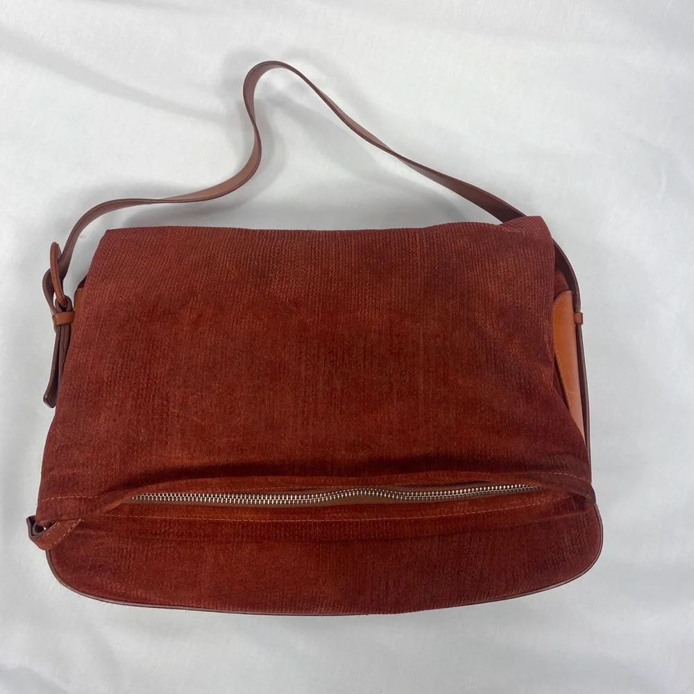 Maison Martin Margiela Burgundy Cognac Leather Messenger Bag Adjustable Shoulder